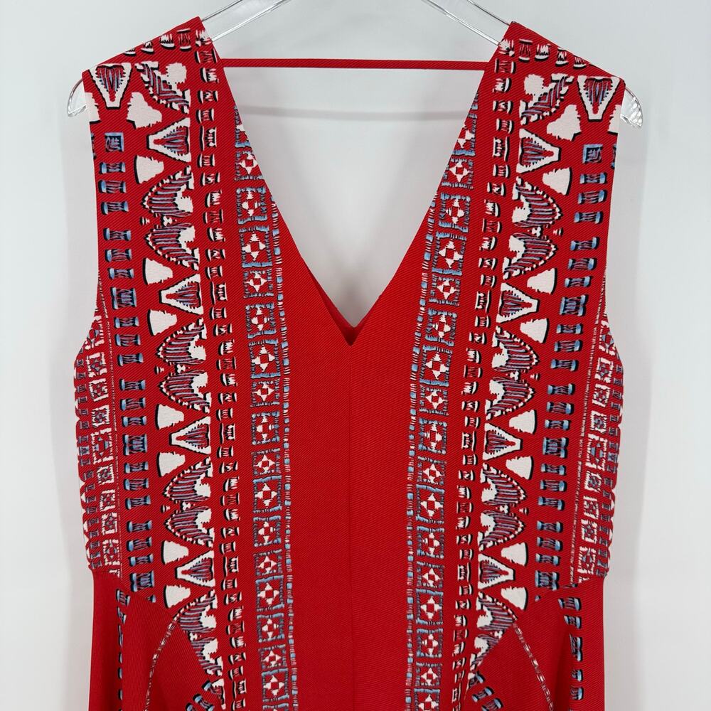 BCBG Maxazria Red V-Neck Handkerchief Hem Sleeveless Dress Women’s Medium - Picture 6 of 11